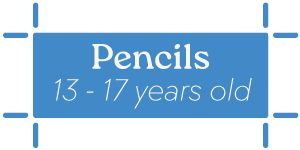 pencils-button art class for 13-17 year olds