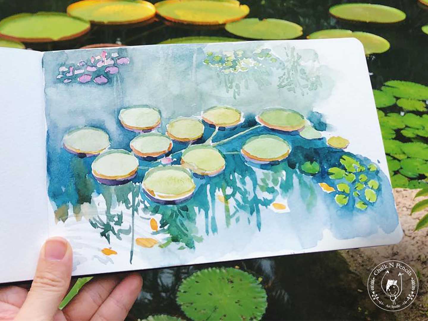 Art-Class-Adults-Singapore-Chalk-n-Pencils-Watercolour-Plein-Air-Lilies