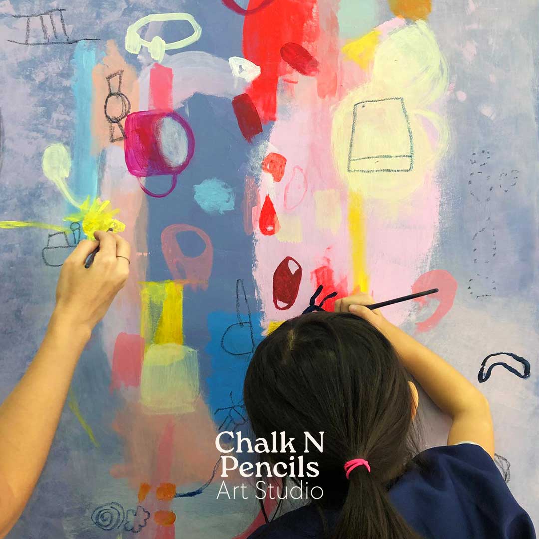 Family-Painting-Singapore-Chalk-n-Pencils-Mum&Daughter